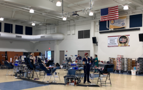 The blood drive event taking place in the AGHS Multipurpose Room.