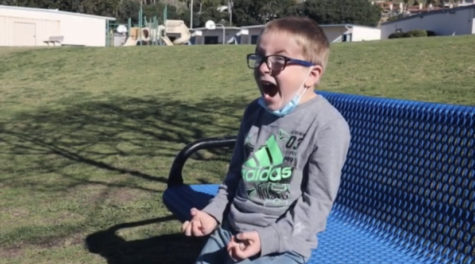Carter from Shell Beach Elementary sports his best excited face. 