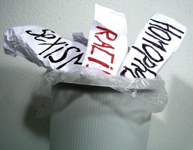 Photo of homophobia, racism and sexism in a school trash can
Photo Credits: Creative Commons