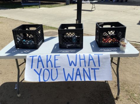 “Take what you want” bins next to lunch line to share food amongst students instead of throwing it away.