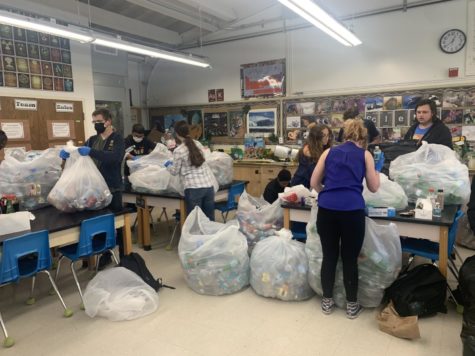 Club members sorting recyclables