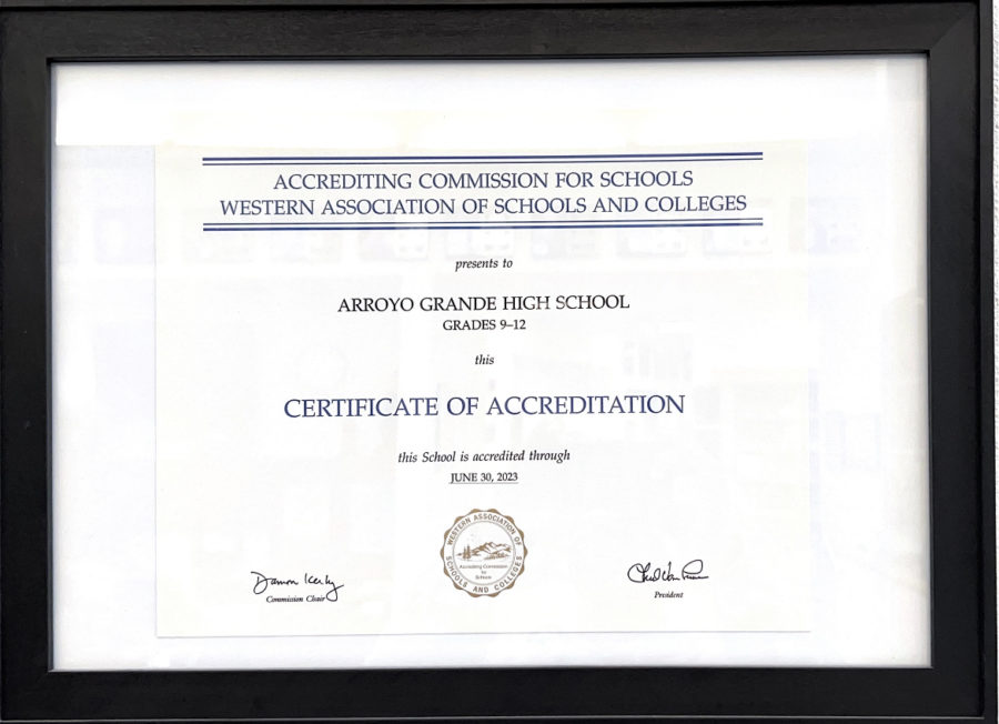 The Certification of Accreditation from the Western Association of Schools and Colleges 