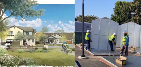 Hope for the future: Renderings of the proposed Dana Reserve (left courtesy RRM design) and the construction of a new emergency housing shelter in Grover beach (right Janna Nichols)
