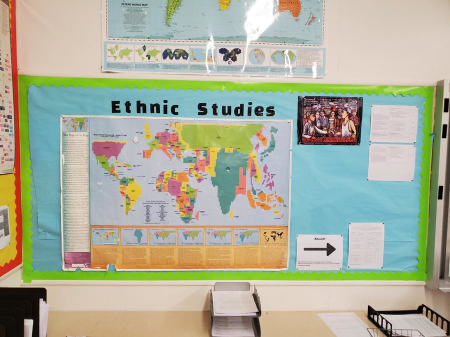 Prior+to+Ethnic+Studies%2C+a+similar+Psychology+poster+was+hung+here.+The+Psychology+Class+spent+some+of+their+downtime+in+the+class+helping+Peters+deconstruct+the+Psych+poster+and+replace+it+with+this+Ethnic+Studies+one.+