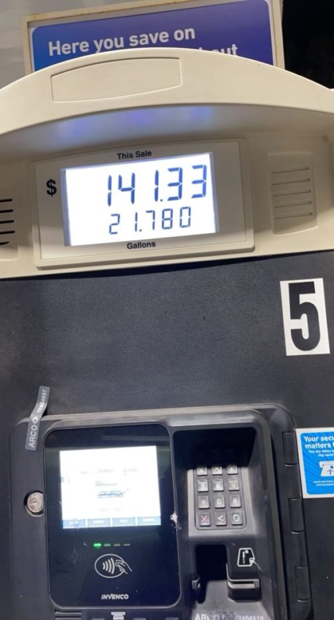 A trip to the gas station for this truck results in over $100 to be spent. 