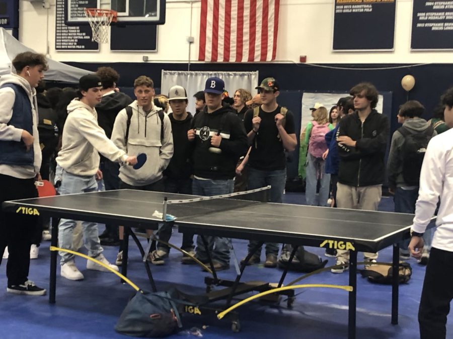 AGHS students enjoy a round of ping-pong in the gym.