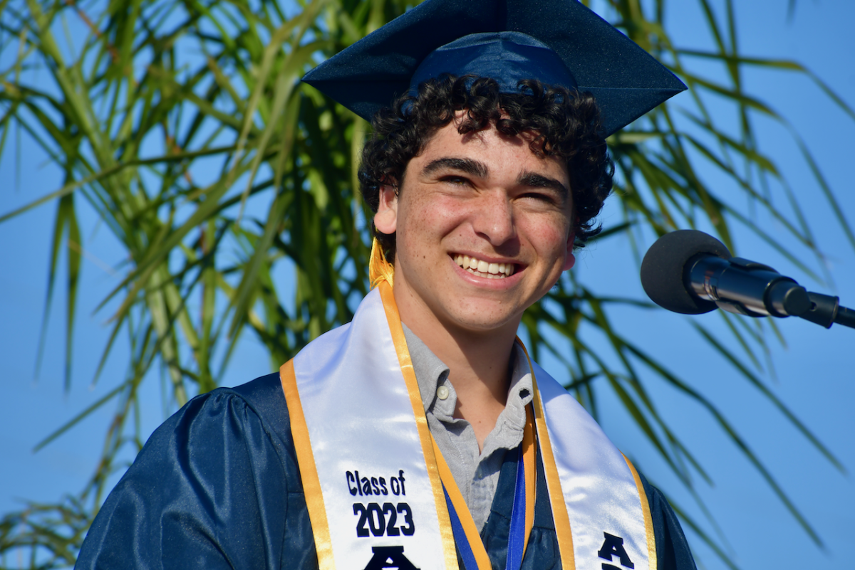 Valedictorian Kian Rafian during the 2023 graduation 