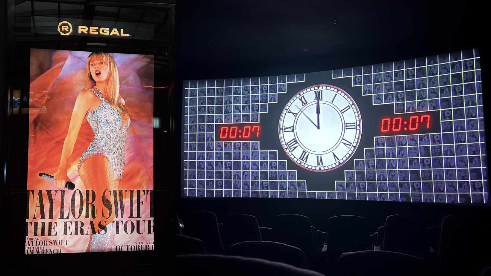 Before Swift comes on screen, a timer counts down to her grand entrance.