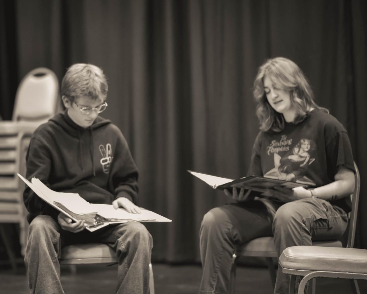 Dylan Long (24) an Zoe Smith (25) during an Anne of Green Gables rehearsal.