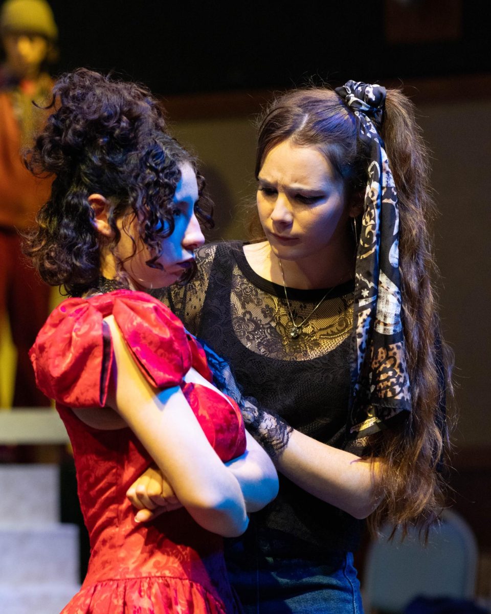 Mila Guilano ('25) plays Courtesan, and London Raftery ('24) plays Luciana.