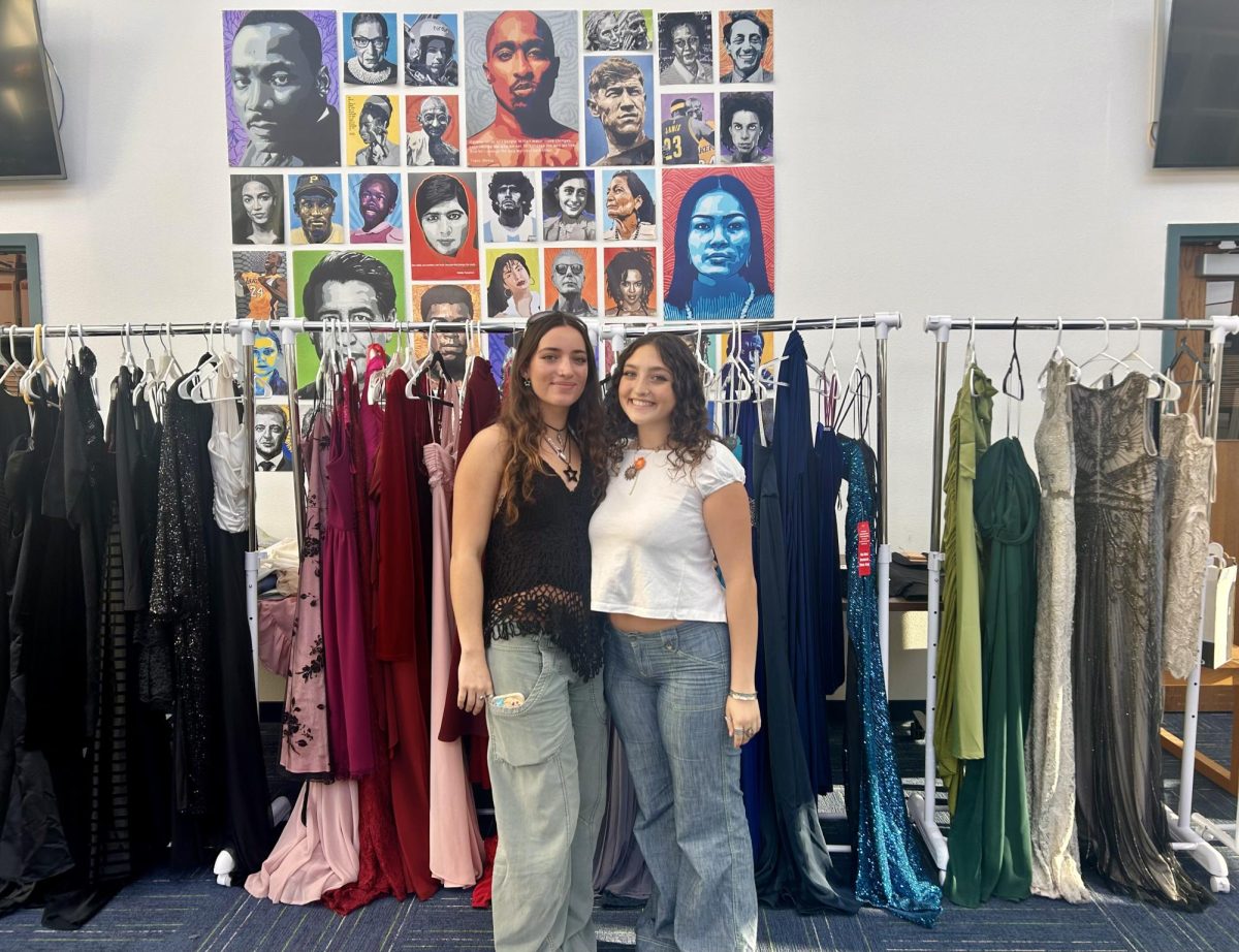 Clothes+for+a+Cause+club+presidents+Isabel+Levy+%2824%29+and+Ivy+Childers+%2824%29+have+been+able+to+collect+over+50+dresses+for+students+to+try+and+wear+to+prom.