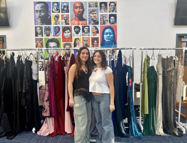 Clothes for a Cause club presidents Isabel Levy (24) and Ivy Childers (24) have been able to collect over 50 dresses for students to try and wear to prom 