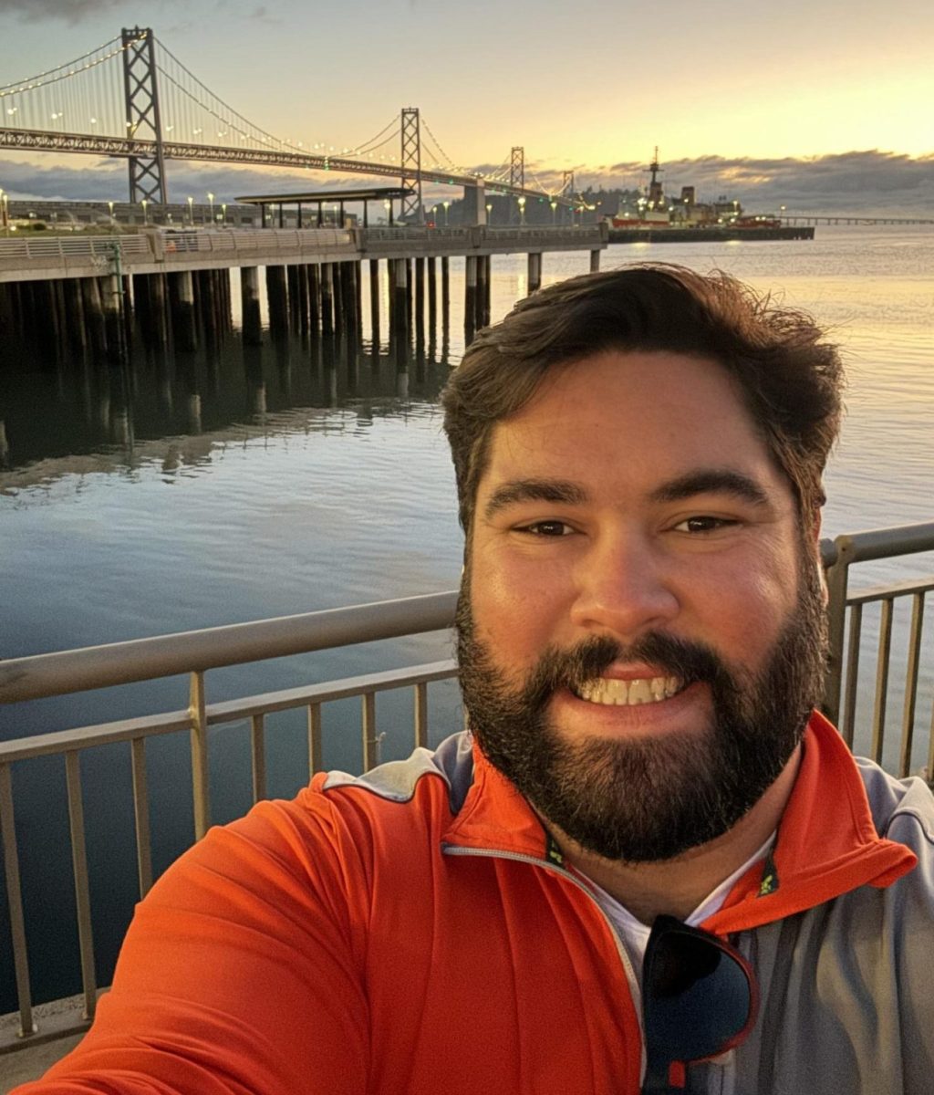 Barcus prepares to run a 10k in San Francisco.