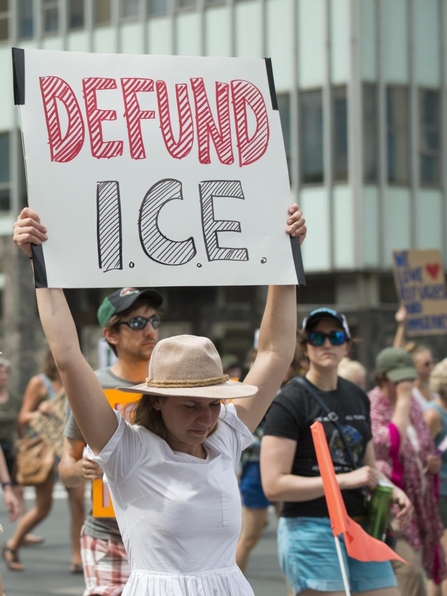 "About 10,000 people gathered downtown and marched through the streets to protest against immigrant children being taken from their families,"