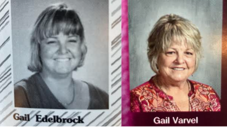 Gail Varvel's yearbook photos from 1992 and 2024.