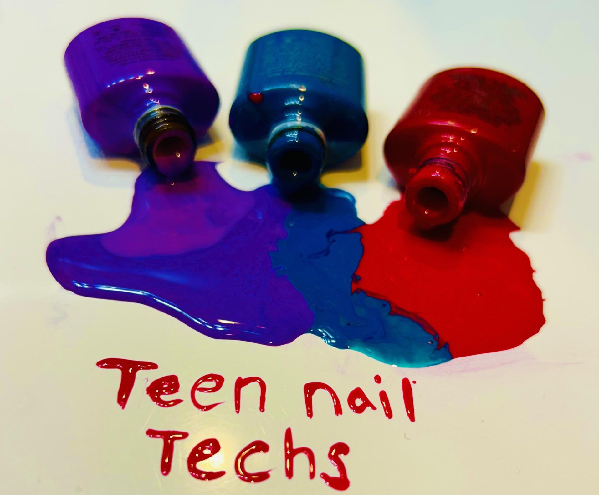 Teenage nail techs on campus at AGHS. 