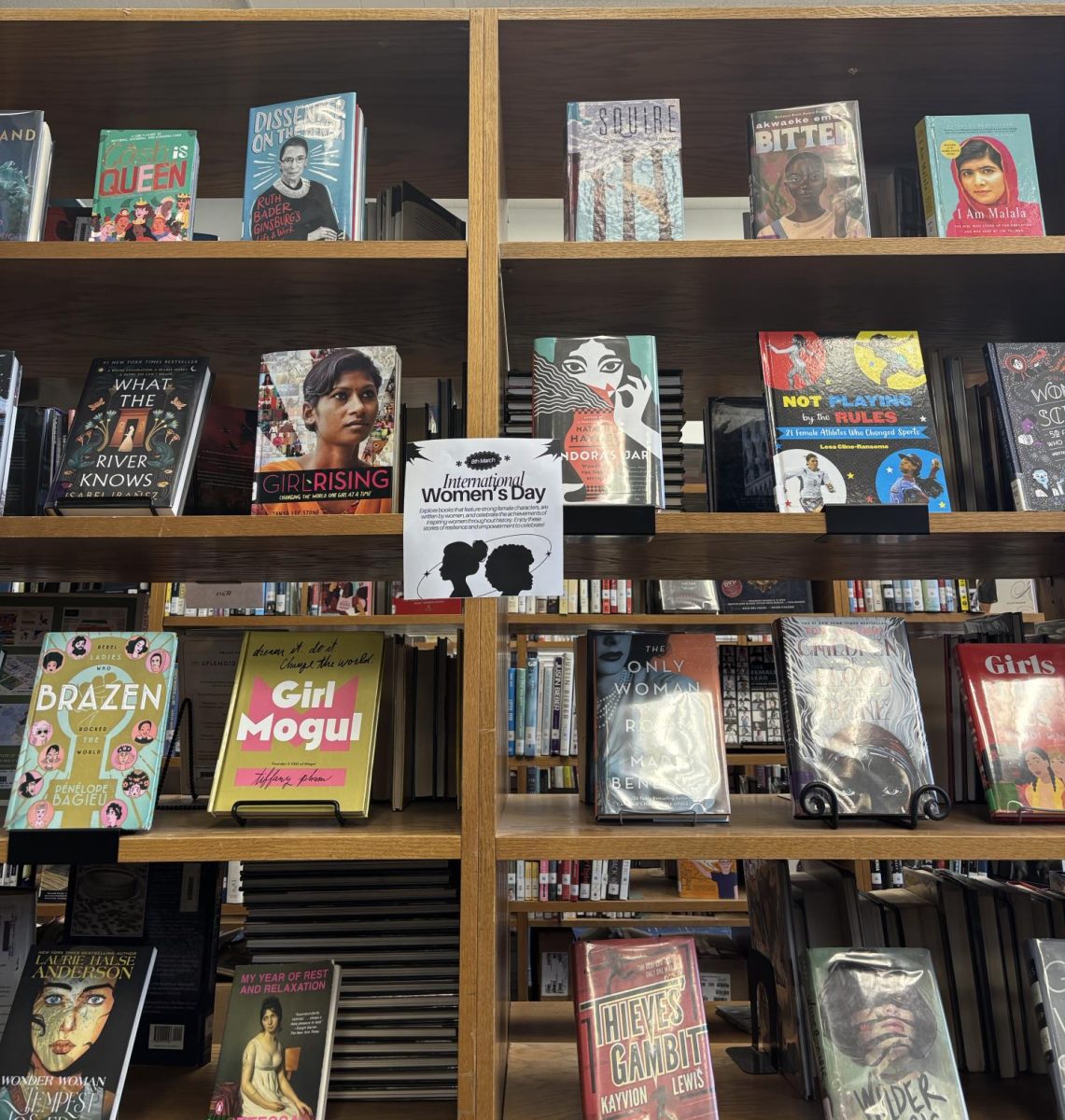 National Women's month display in the AGHS Library is similar to the African American mural on the wall by the librarian desk because they connect local members within the community.