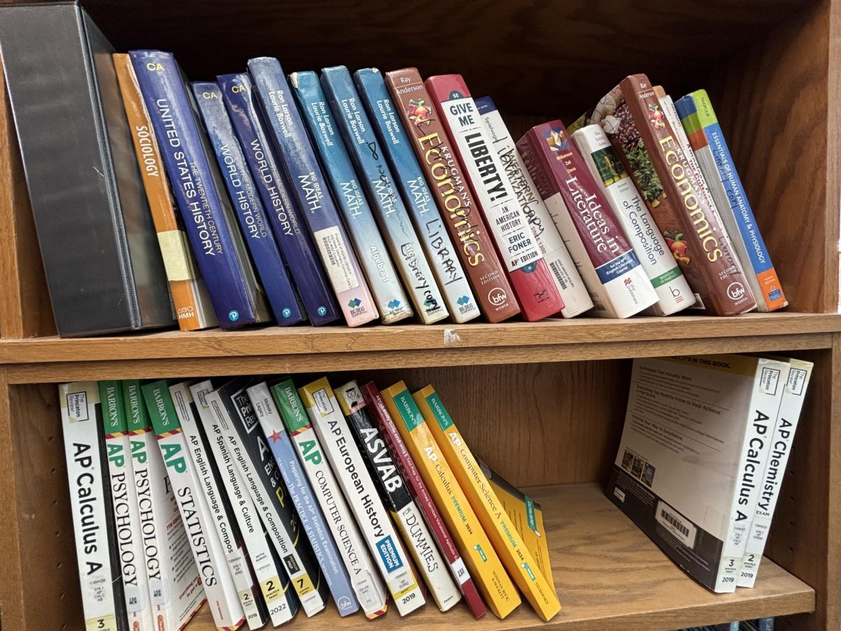 Textbooks and practice books that are available for student checkout at the AGHS library.