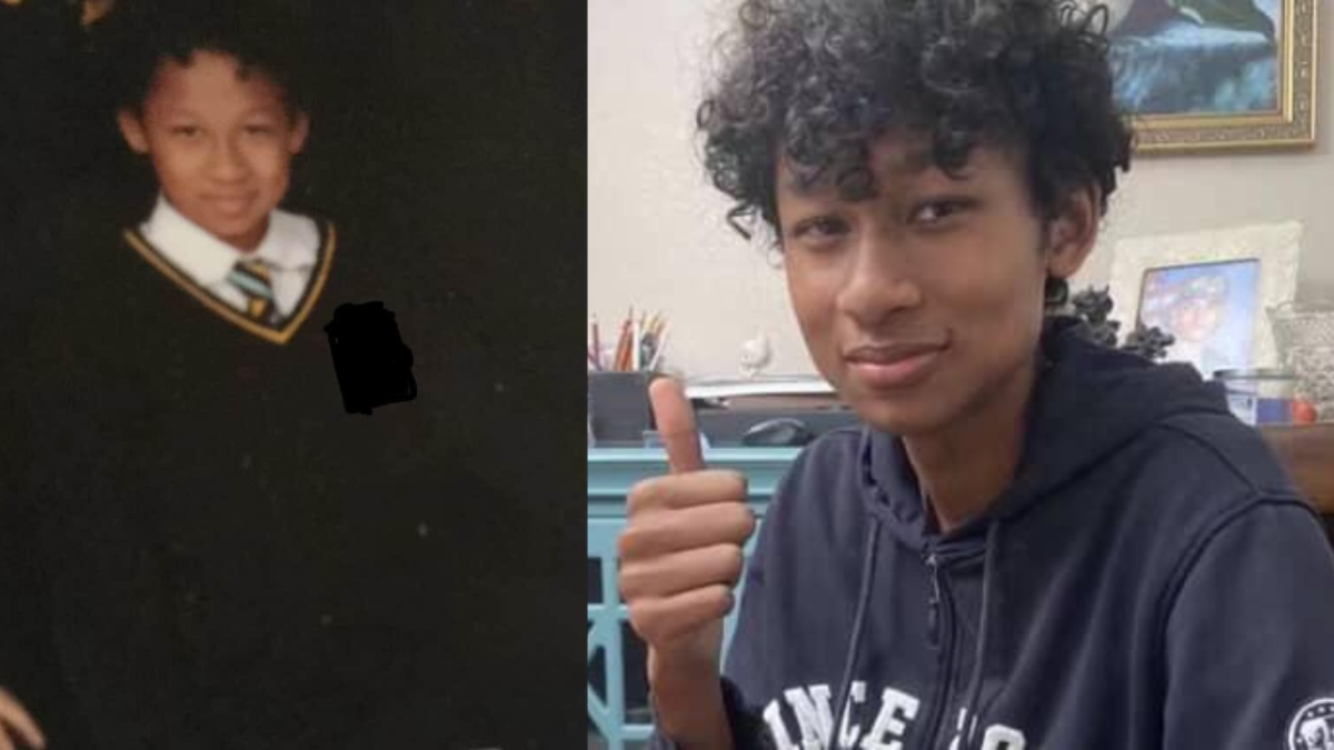 Owen Green as a child in China next to a picture of him as a teenager in America. (Photo courtesy of Owen Green)
