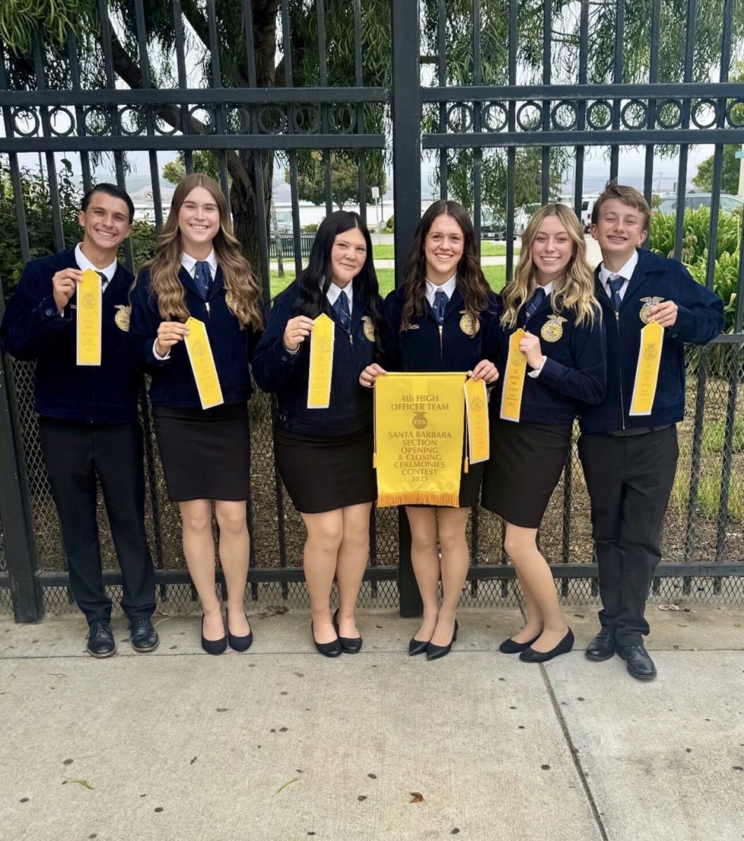 AGHS FFA Officer team at the 25' Santa Barbara Section Opening and Closing Ceremonies Contest.
(Photo Courtesy of Lacee Holloway)
