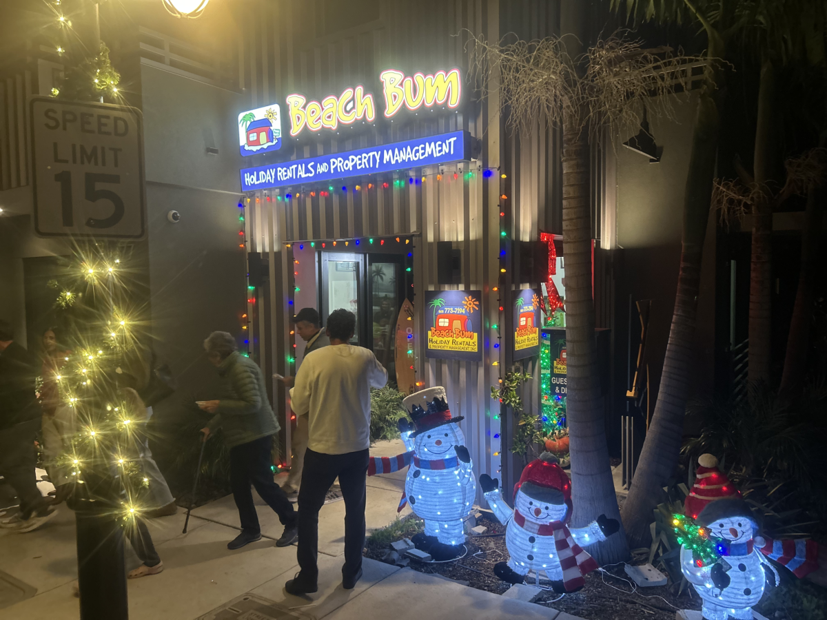 Many business looked the same having bright holiday decoration.