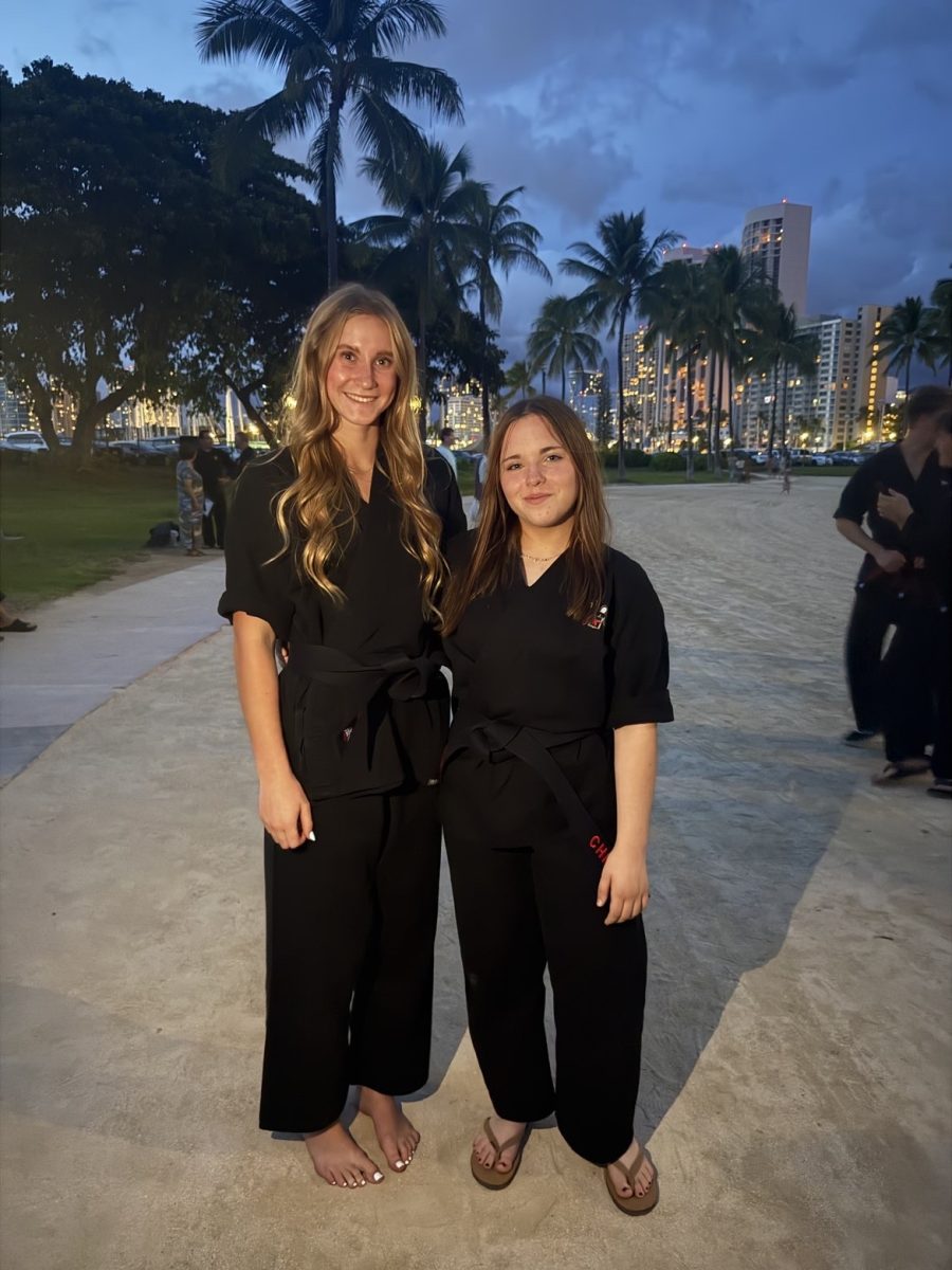 AGHS students, Charlotte Solis and Julisa Provence after they finally earned their black belts. (Photo  courtesy of Sarah Provence.)