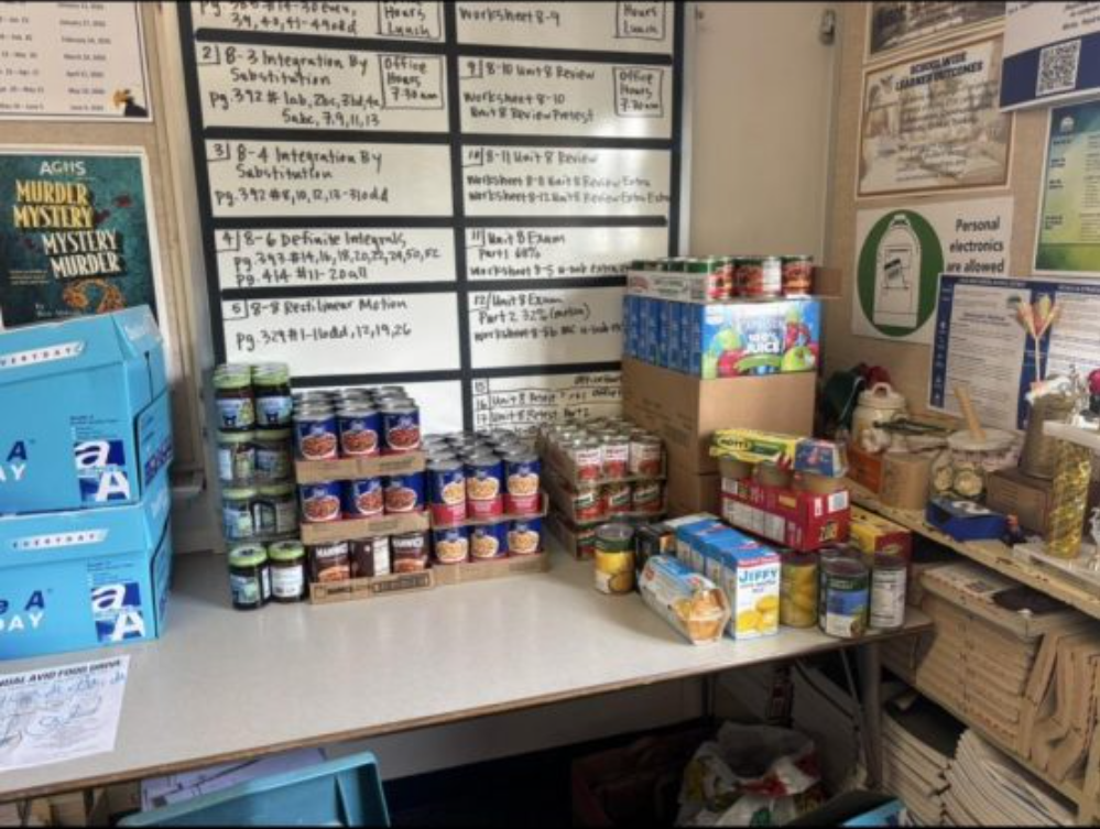 Canned food gathered by AGHS students and staff. 