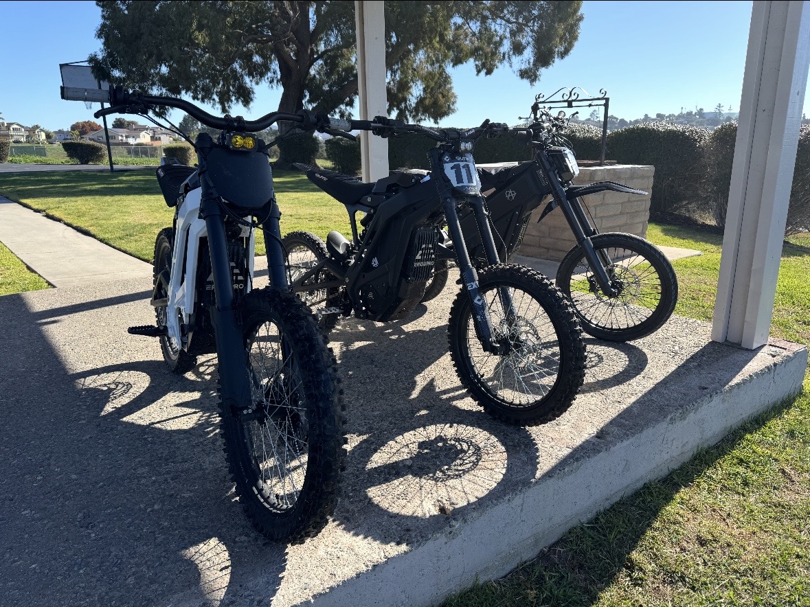 Illegally parked illegal motorcycles in a park. Photo Credit: Colin Jangaard