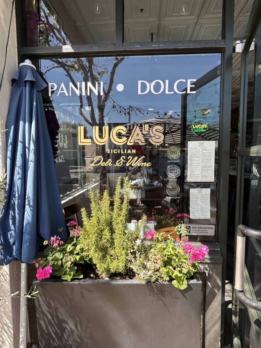 Outside of Luca's Deli and Wine.