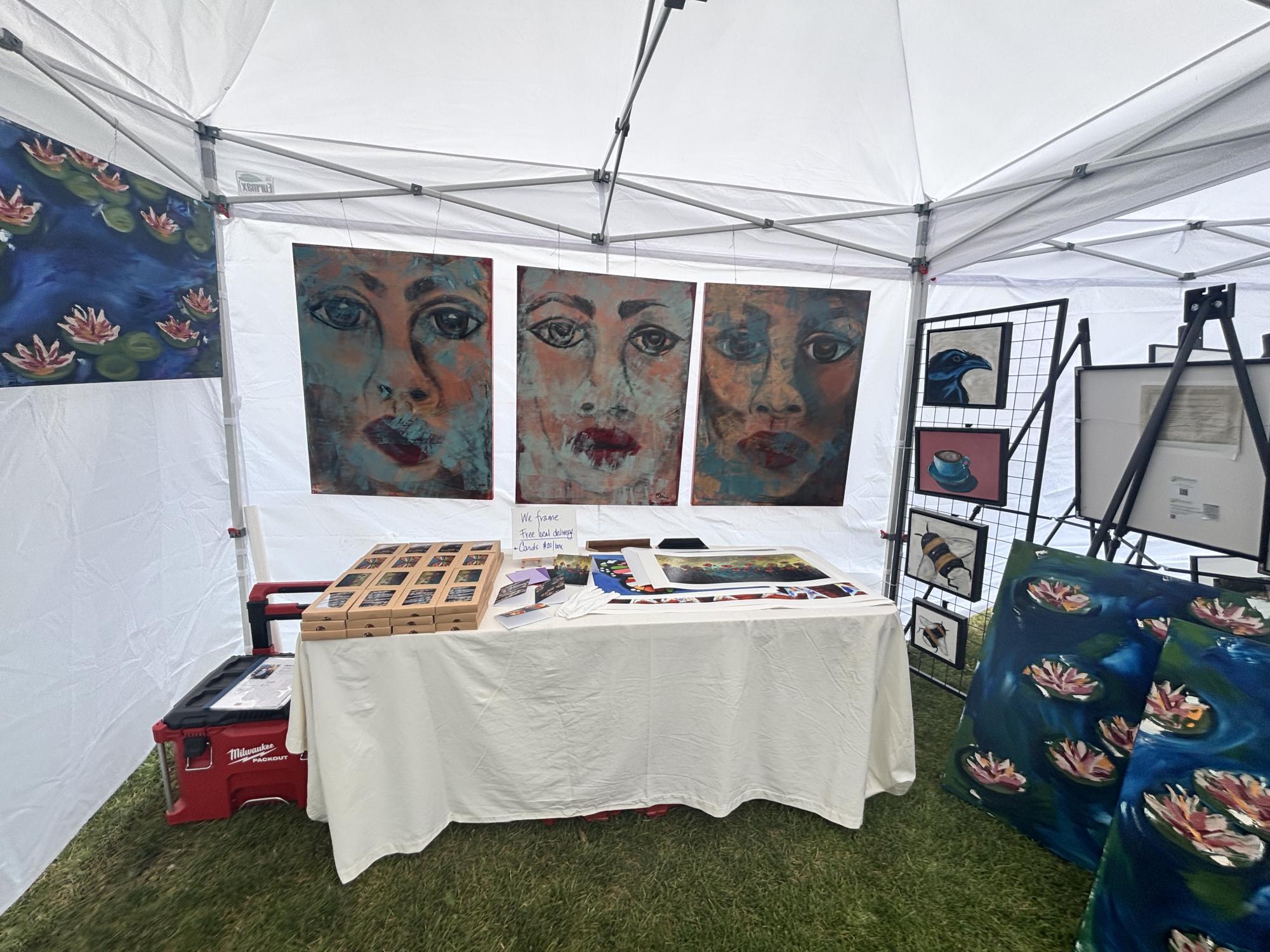 Bowling's booth where her art could be bought and seen by people attending.  
