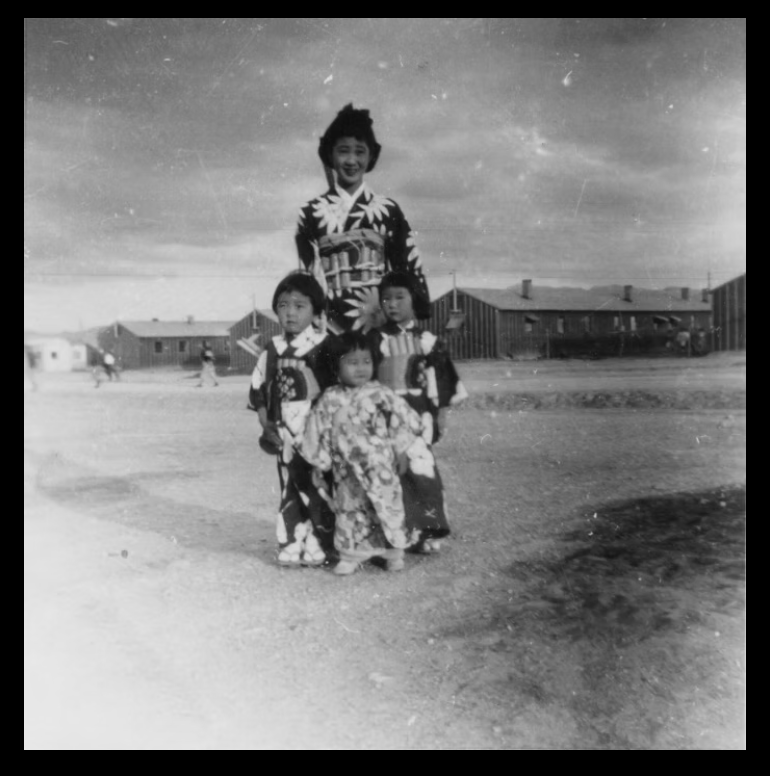 This photo depicts Pedrotti's Aunt Setsuko and Aunt Kimi at the internment camps. (Photo courtesy of Cate Pedrotti )